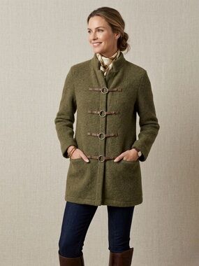Mirabell Salzburg Womens Olive Green Toggle Wool Coat Austria US 12
